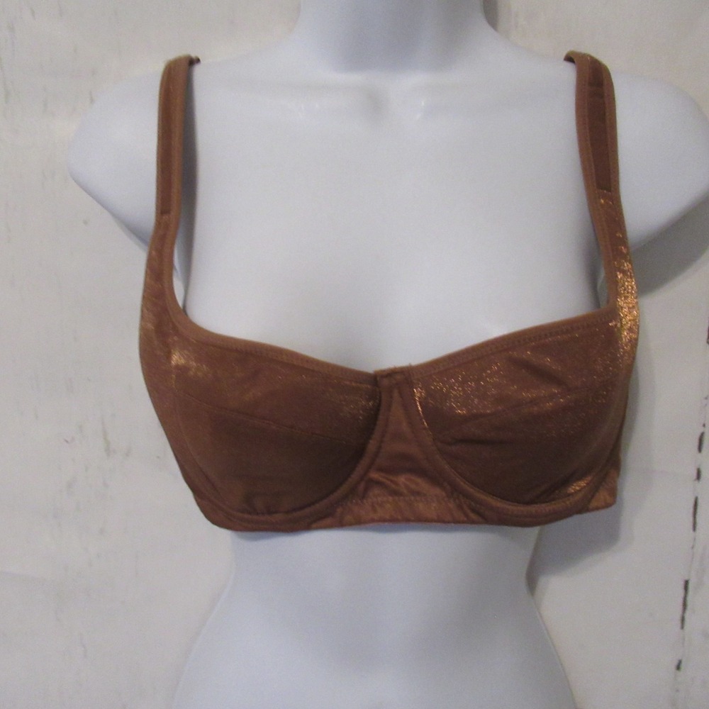She Curve Bra 36C Brown Shimmer Push‎ Up Underwire Back Closure
